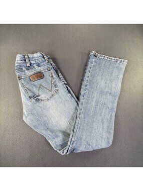 Wrangler Jeans Men 29x34(31x34) Blue Retro Slim Boot W-Stitch Distressed 77MWZGL